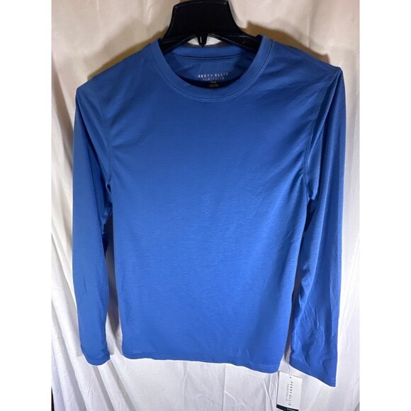 Perry Ellis Portfolio Men's Solid Long-Sleeve Pajama T-Shirt - Blue, NWT, Size S - Picture 2 of 6